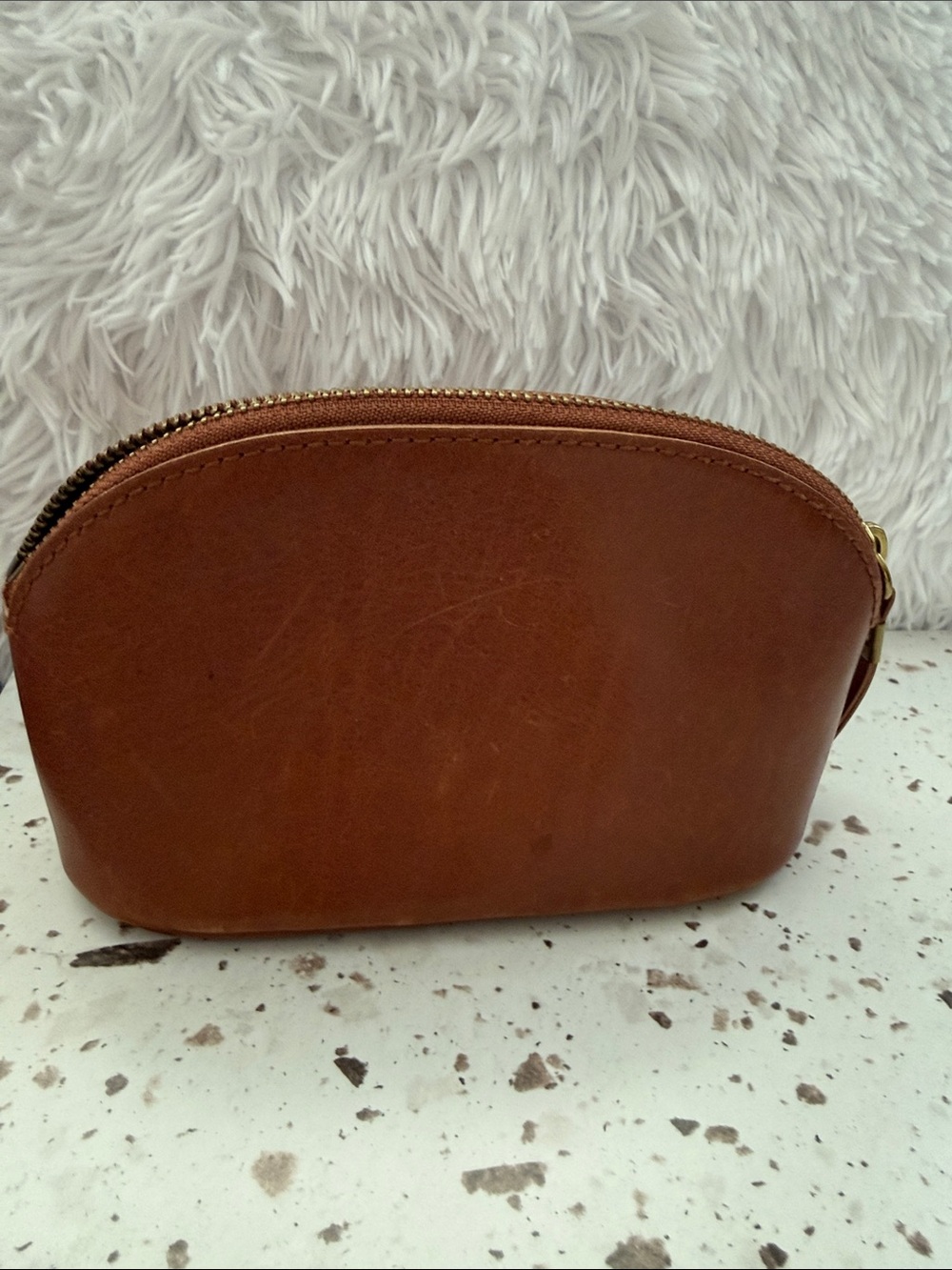 Madewell Leather Cosmetic Pouch in Brown